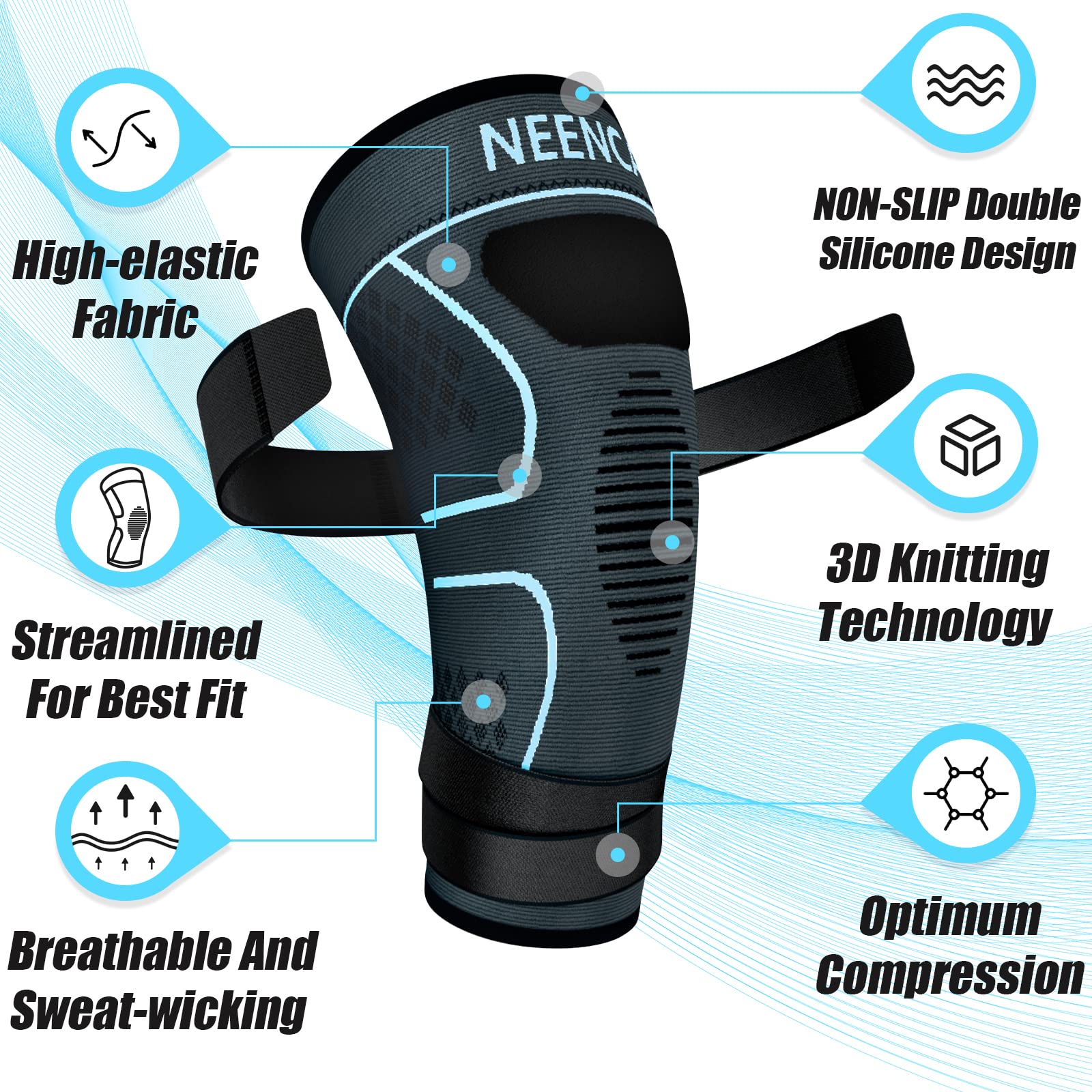 NEENCA close-up of knitted fabric showing breathable texture and compression
