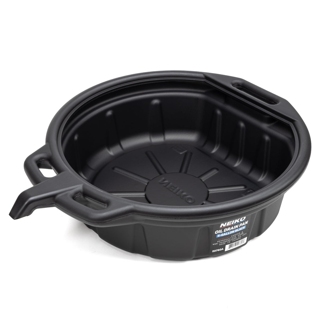 NEIKO front view of 4-gallon drain pan showing full basin and lip for cleaner work