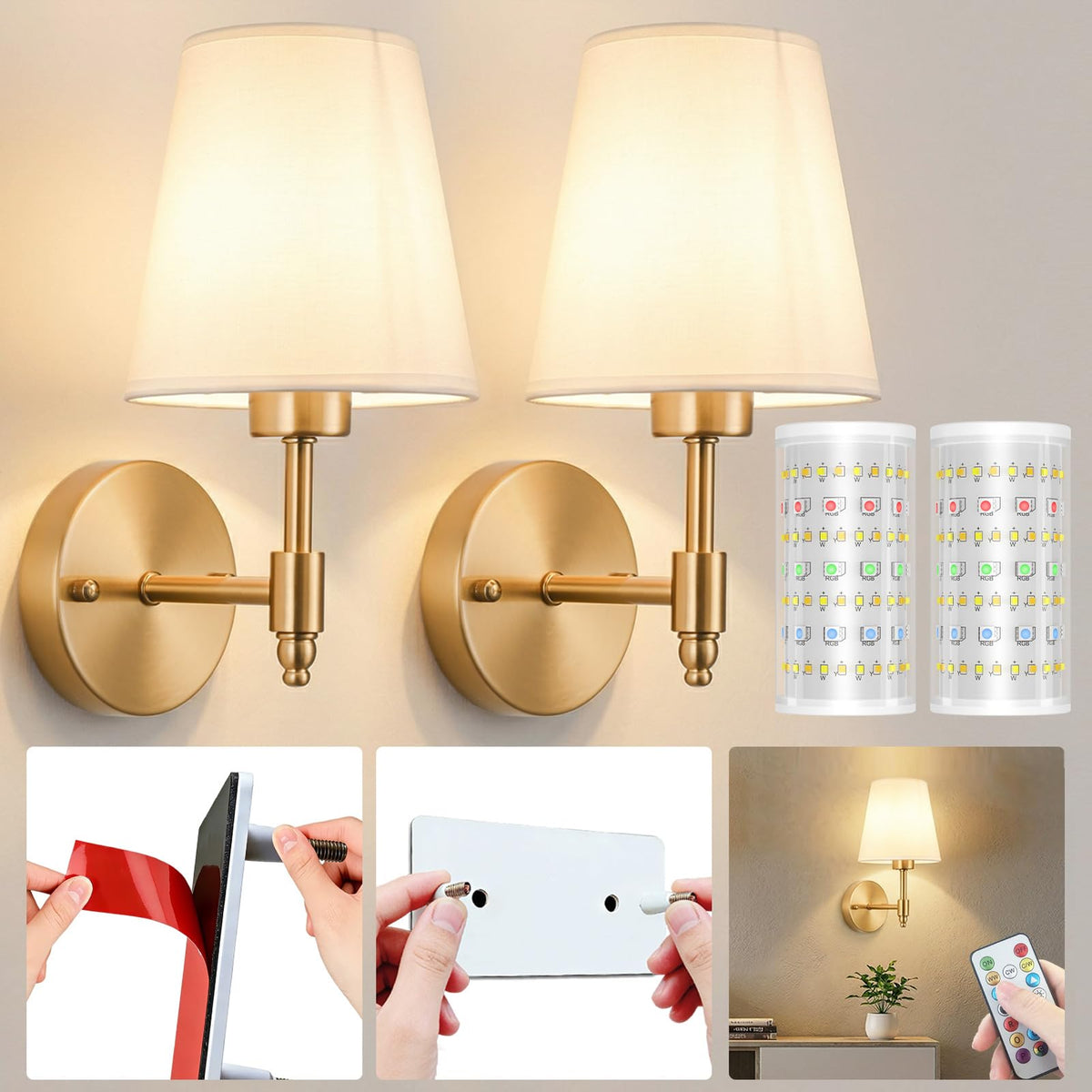 Nekhung front view of two wall sconces showing elegant fit and soft glow