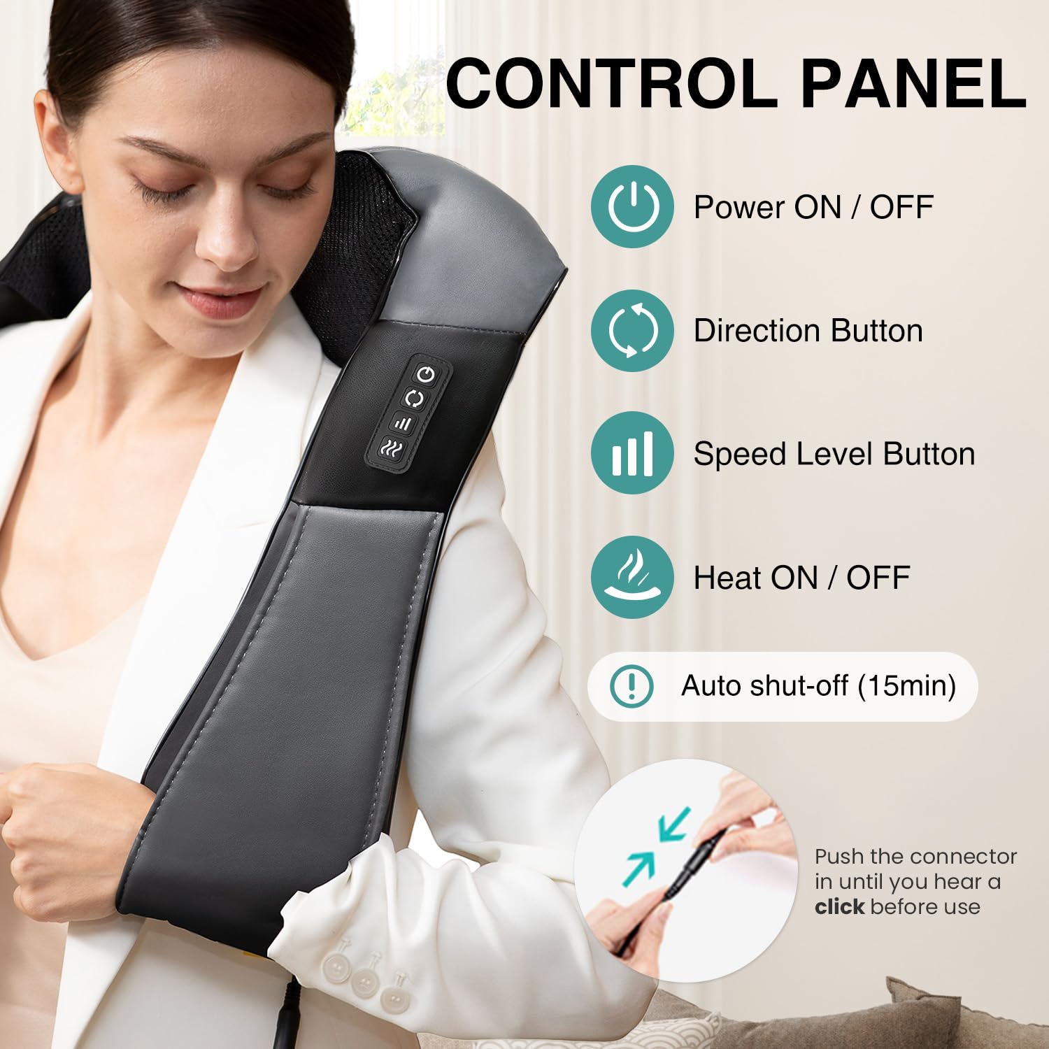 Nekteck heating indicator lit demonstrating gentle warmth for soothing comfort