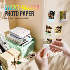Nelko photo being peeled from backing illustrating easy adhesive removal