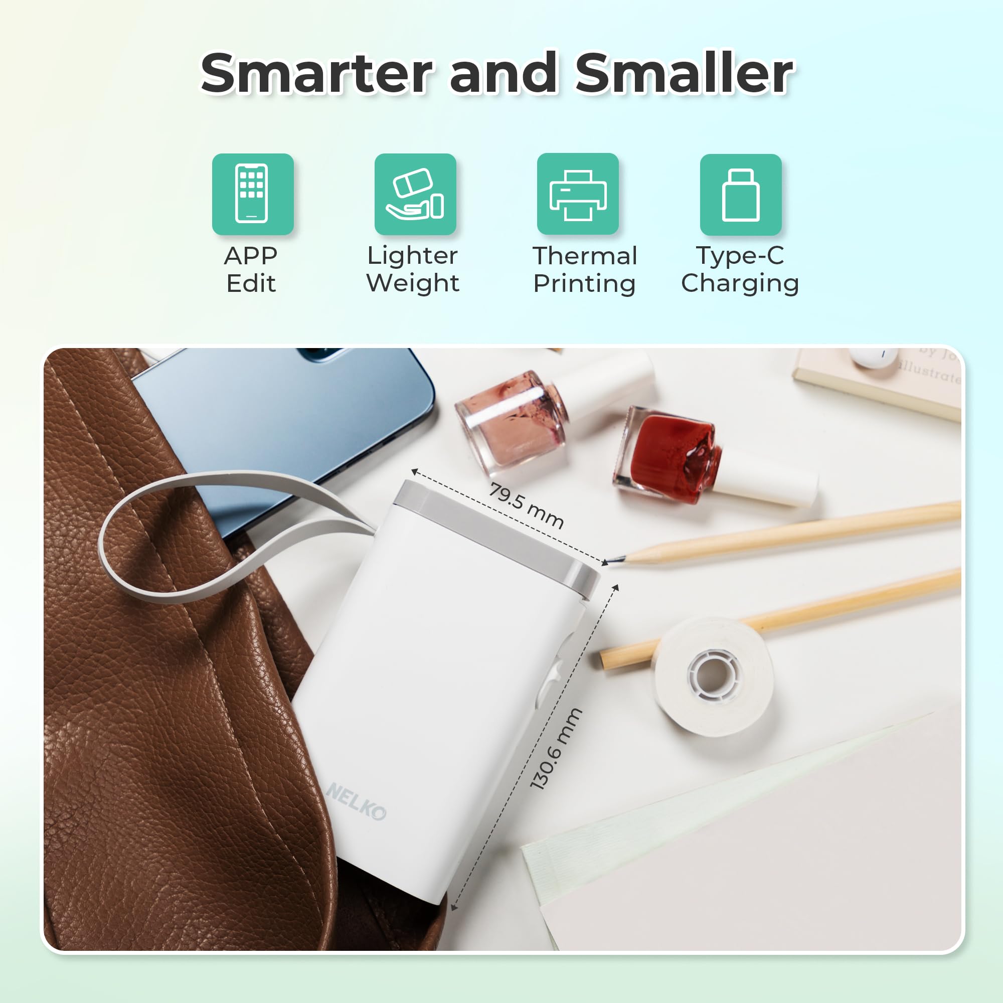 Nelko P21 printing via phone app demonstrating Bluetooth pairing and quick print benefit
