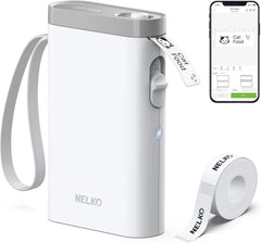 Nelko P21 front view showing clean white housing and control buttons for easy labeling