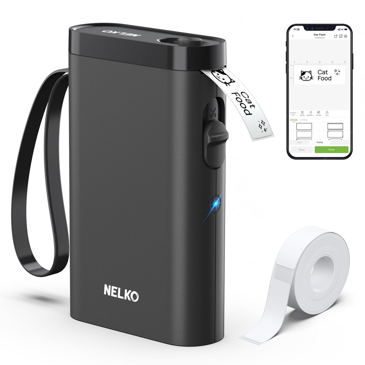 Nelko P21 front view showing control buttons and compact design benefit portability