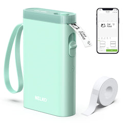 Nelko P21 front view showcasing compact green casing and label slot for easy portability benefit