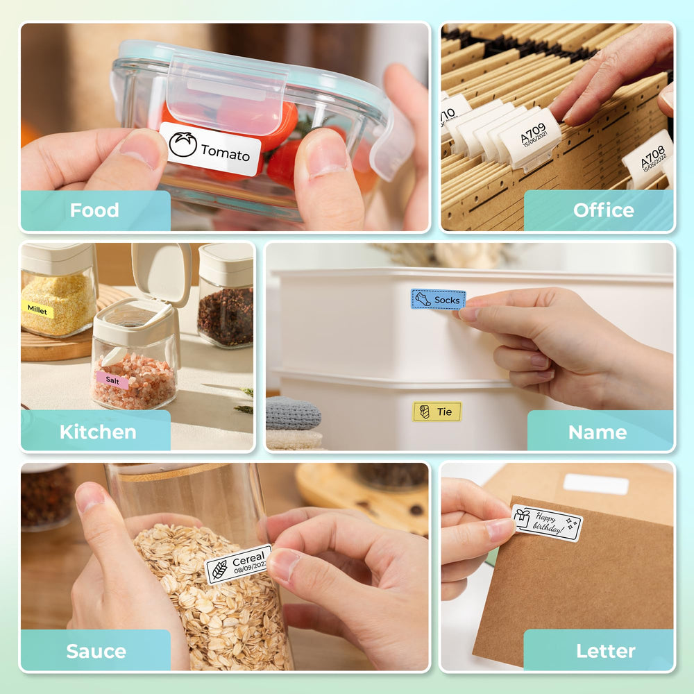Nelko P21 in classroom organizing bins illustrating teacher-friendly quick labeling benefit