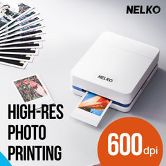 Nelko PP01 printing action with photo emerging, showing fast Bluetooth printing convenience