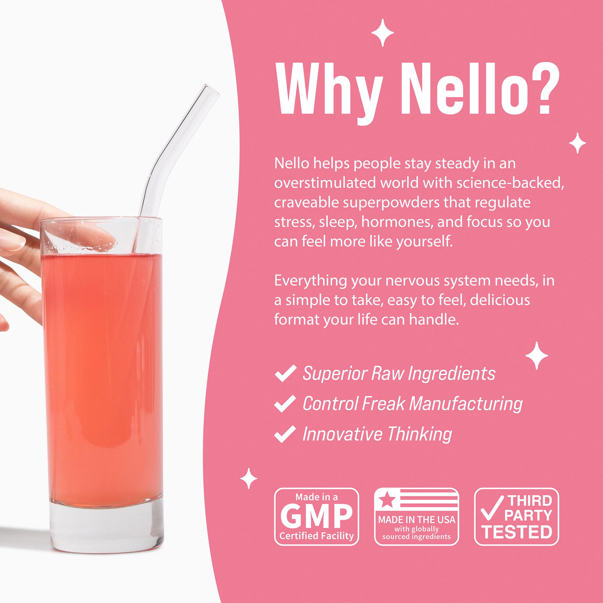 Nello label and nutrition panel showing servings and ingredients for informed choice