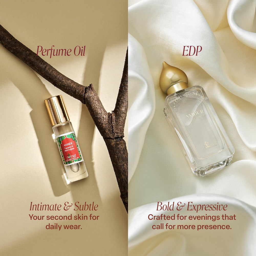 Nemat amber on dressing table lifestyle scene suggesting daily use and subtle elegance