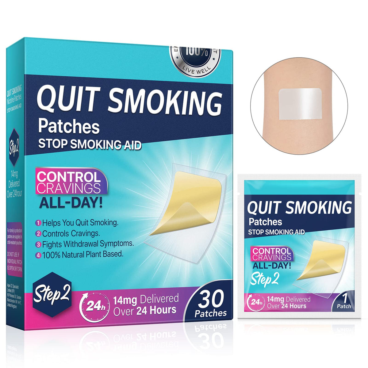 NenMaoKeNu front packaging showing Step 2 14mg patches and benefit of steady dosing