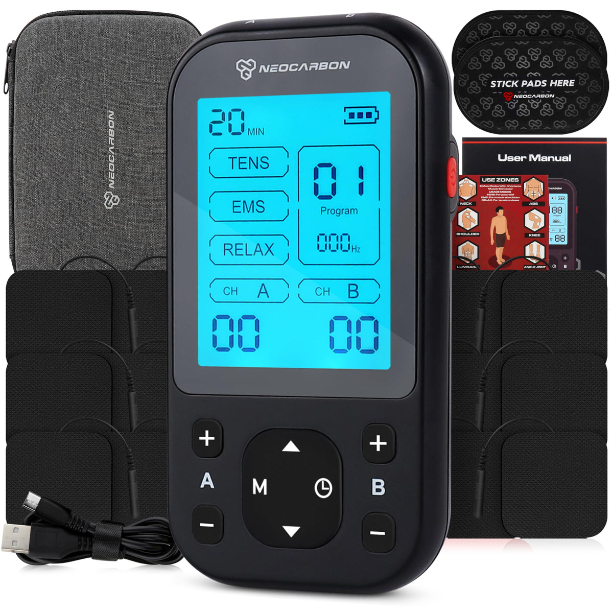 Neocarbon front panel showing screen and controls for easy adjustment