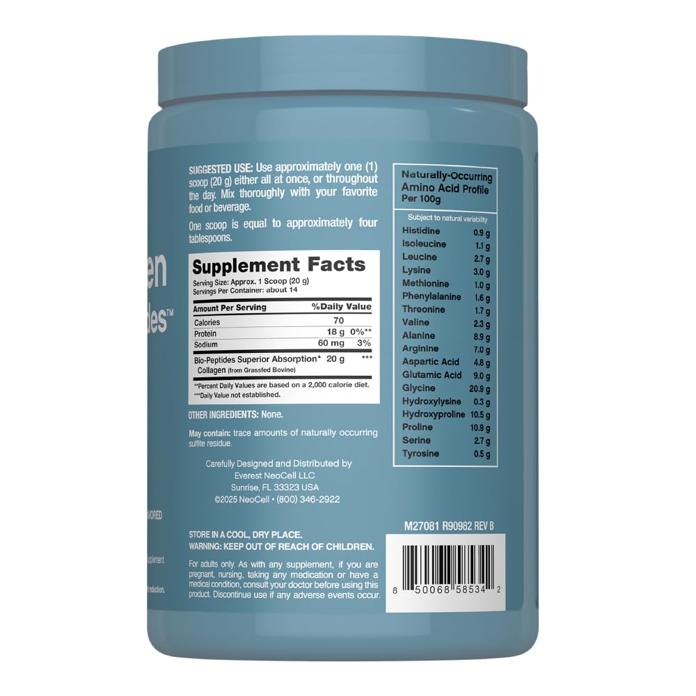 NeoCell powder close-up texture highlighting fine, easy-to-dissolve peptides for smooth mixing