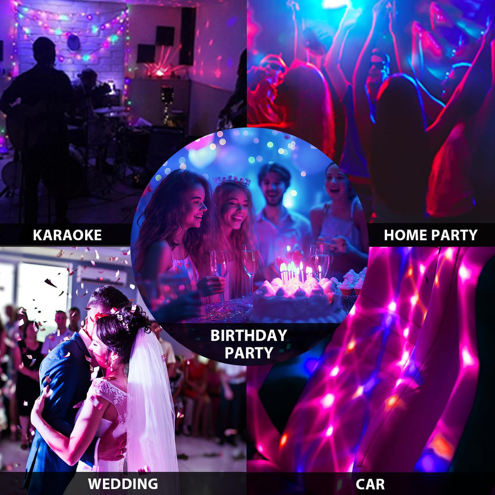 NEQUARE bedroom lifestyle shot with disco lights creating festive atmosphere for gatherings