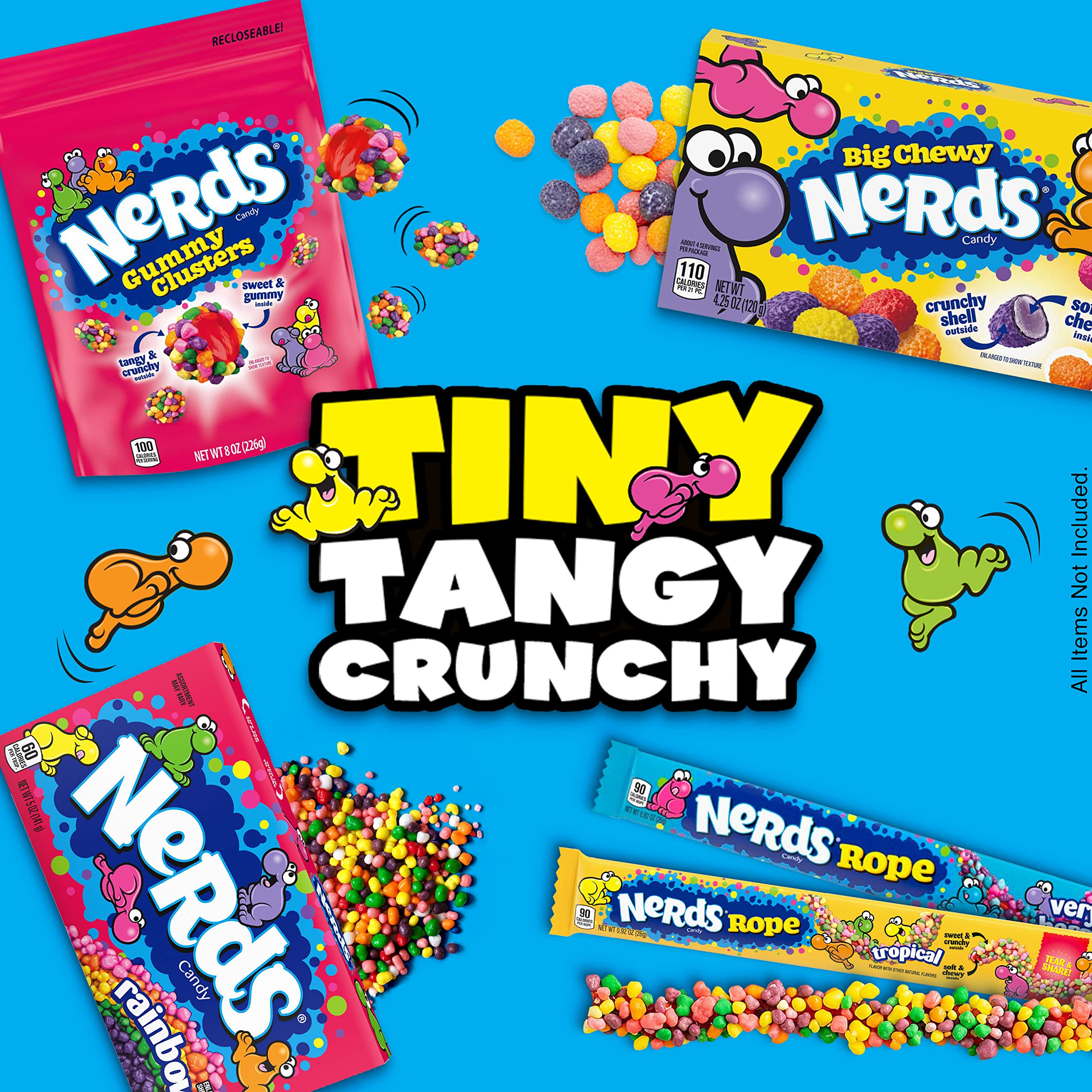 NERDS colorful pieces scattered on surface displaying variety and visual fun