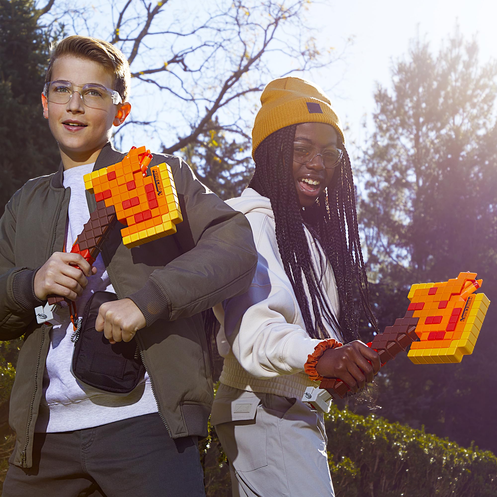 NERF Firebrand in action outdoors with player firing a dart for active yard game fun