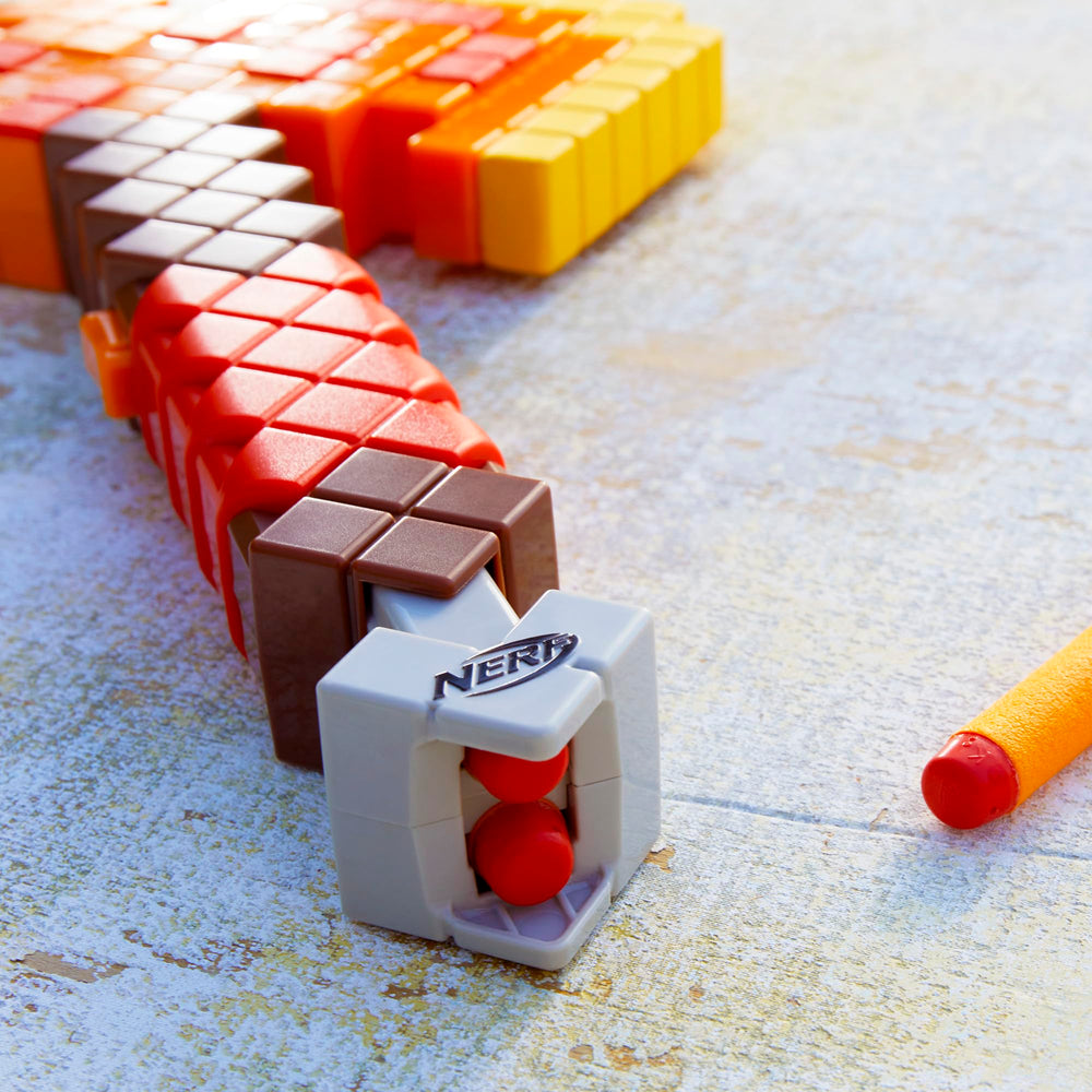 NERF Firebrand priming handle detail demonstrating easy pull-down mechanism for quick single shots
