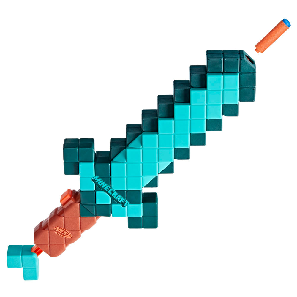 Nerf Minecraft branding and label shot confirming official licensed product