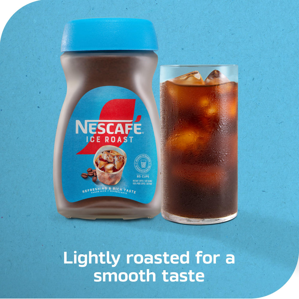 Nescafé open jar showing fine instant powder texture for quick mixing
