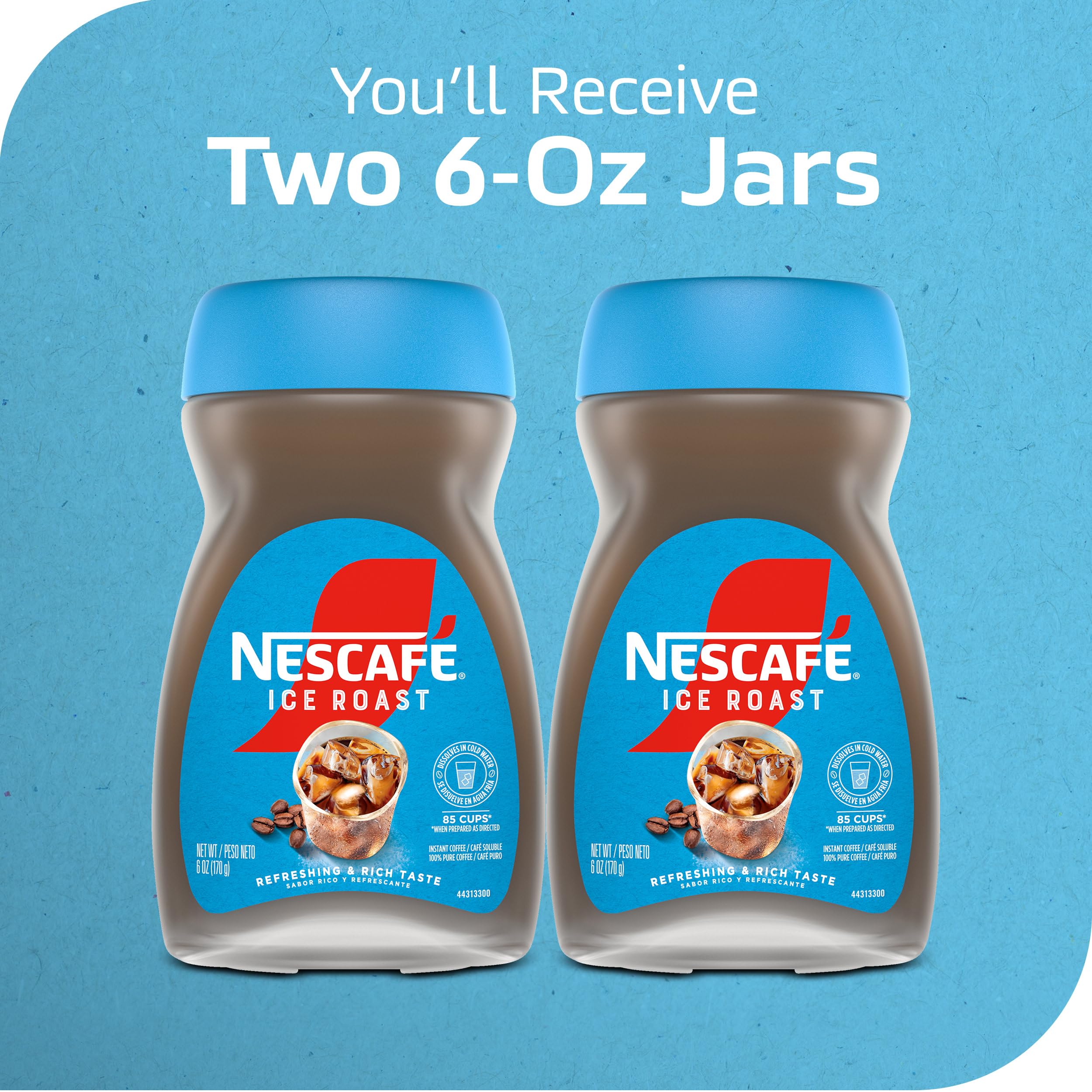 Two Nescafé jars stacked in pantry indicating shelf-stable bulk supply