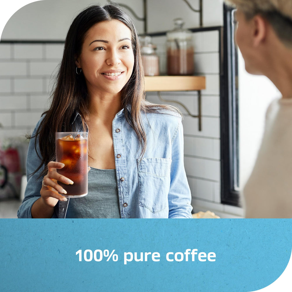 Nescafé iced coffee poured with milk illustrating creamy customizable flavor