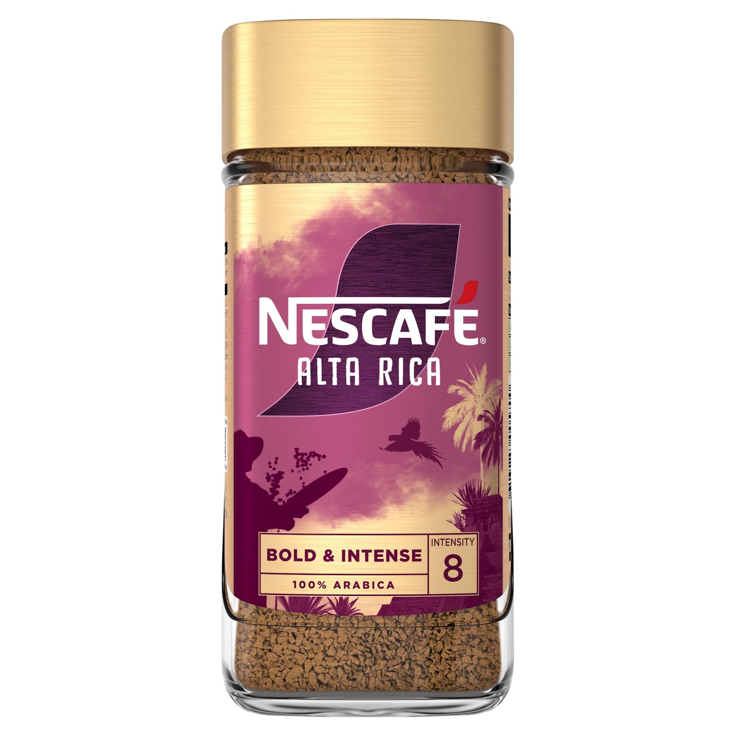 Nescafe jar front view showing label and resealable cap for freshness