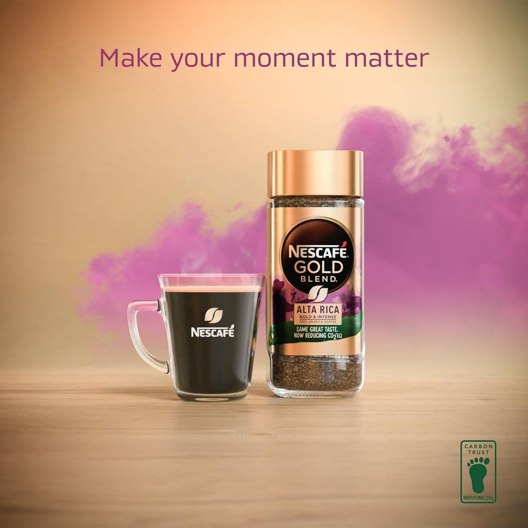 Nescafe jar on kitchen shelf in lifestyle scene for easy daily use