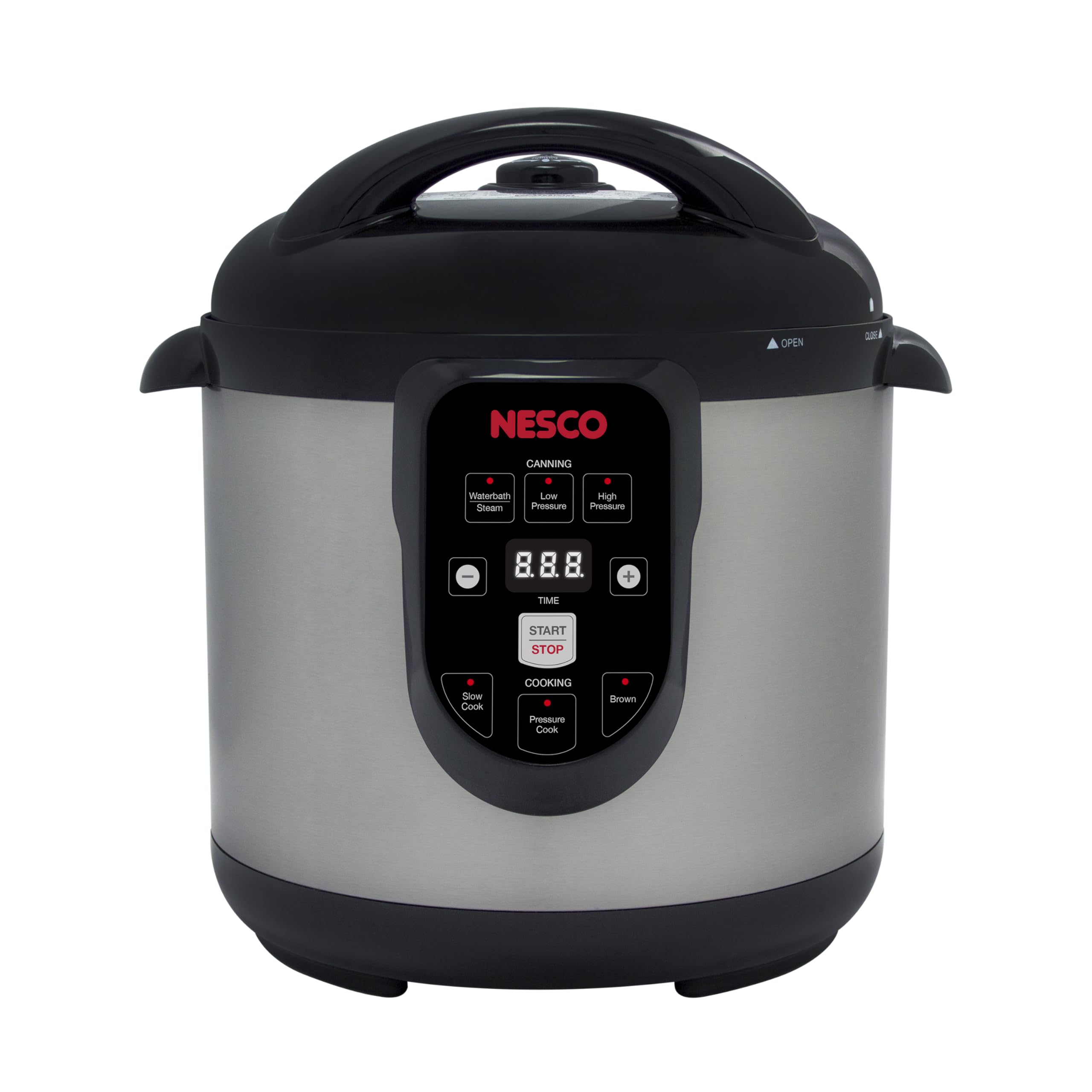 NESCO closeup of NPC-9 digital control panel, shows easy preset selection for consistent results