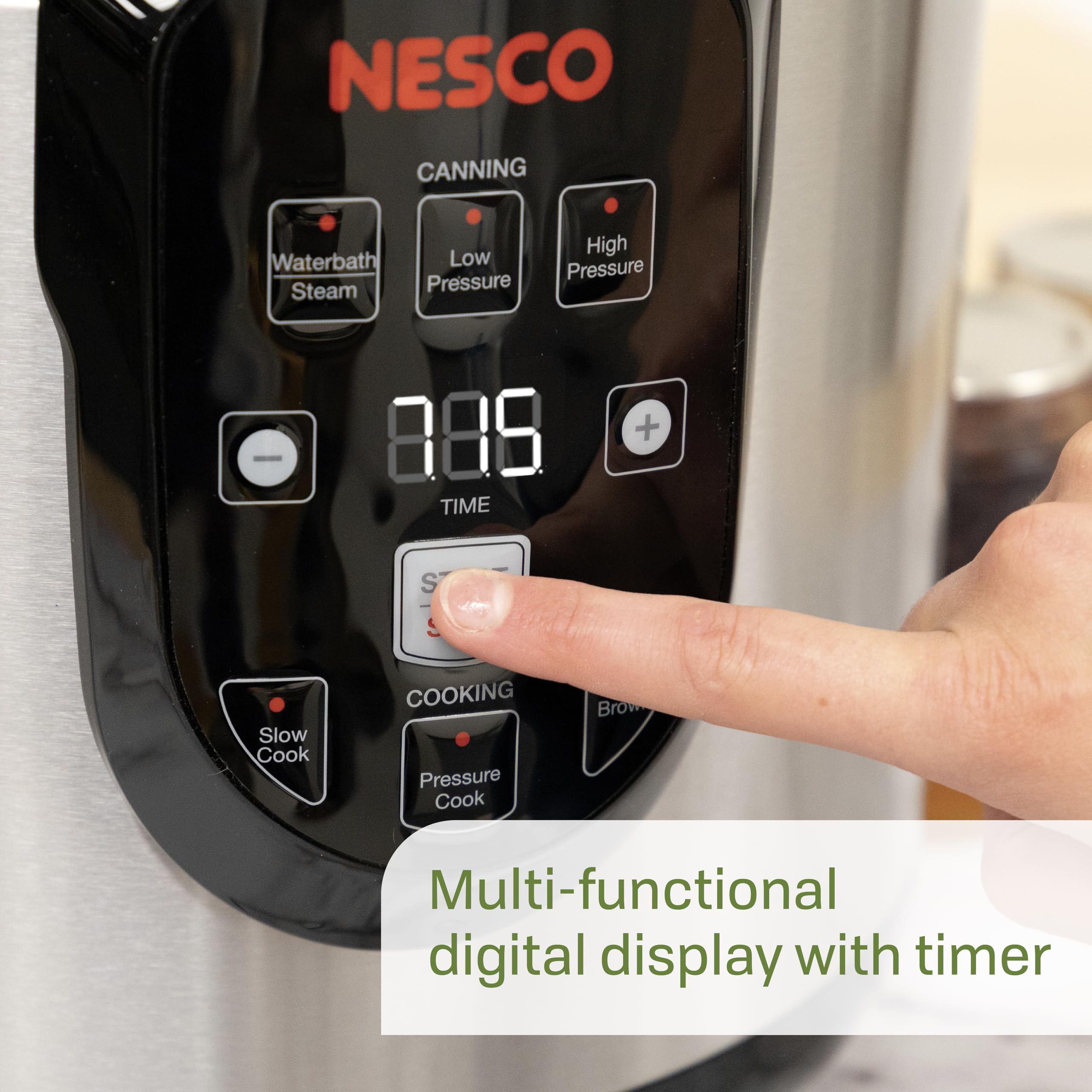 NESCO NPC-9 on kitchen counter in use, shows family-friendly food preservation setup