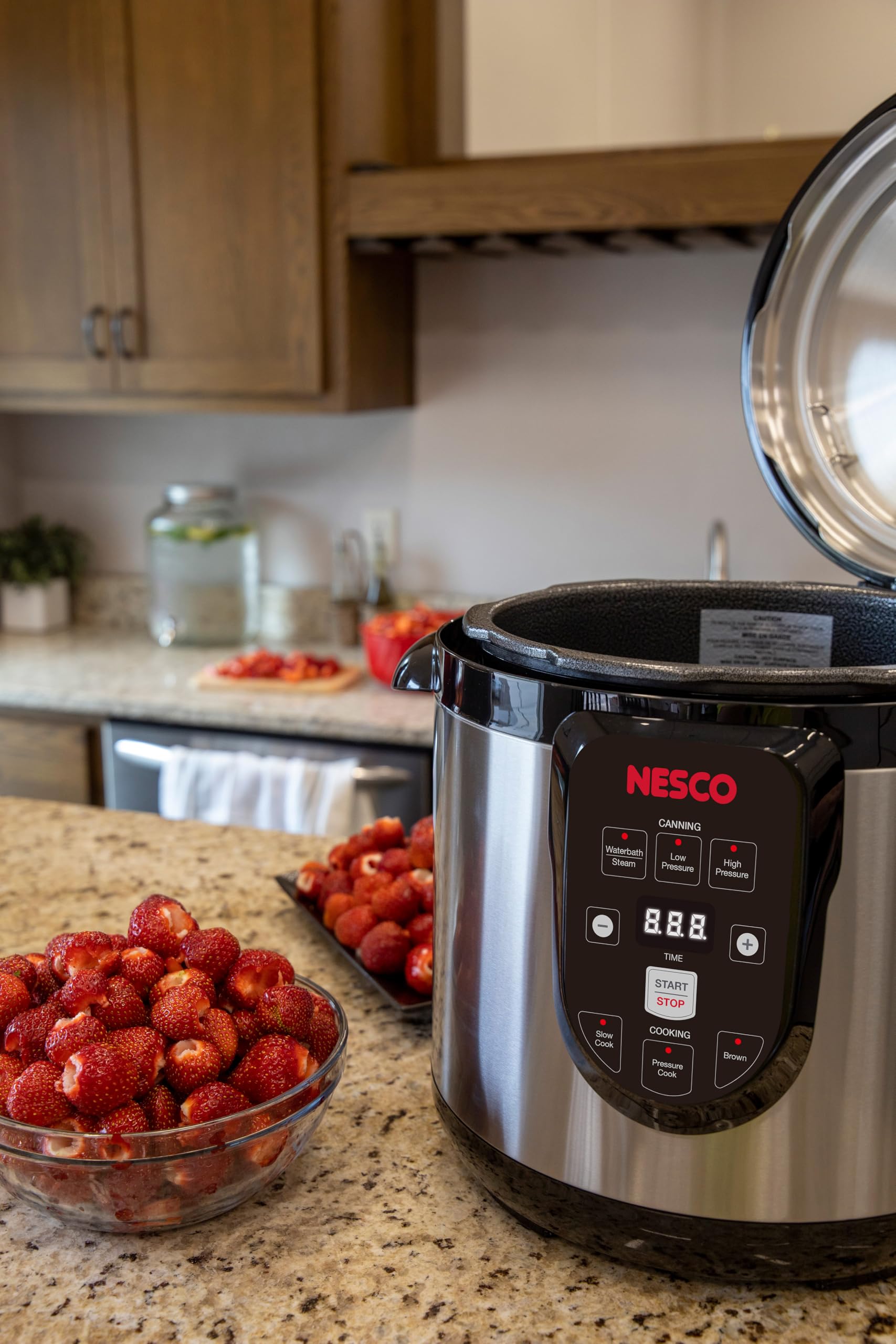 NESCO removable condensation catcher shown detached, helps keep counter surfaces clean