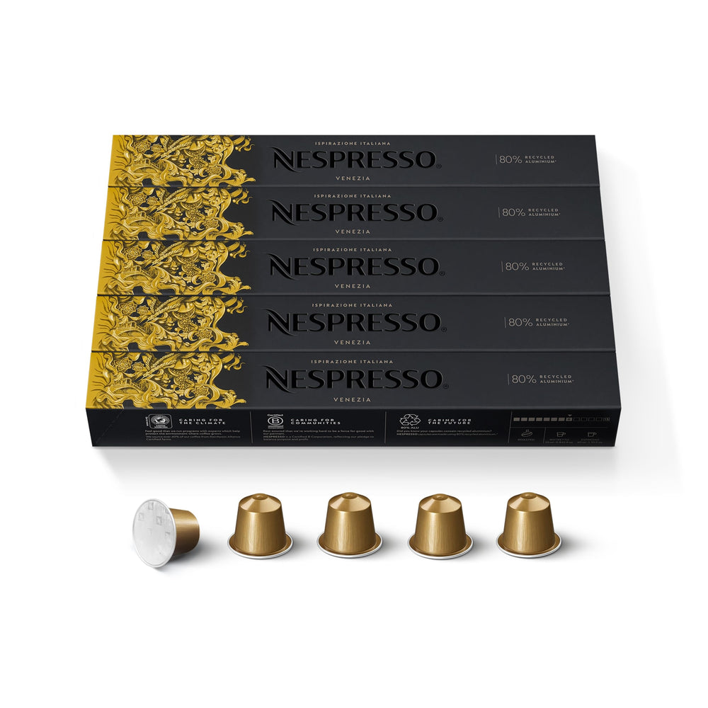 Nespresso Ispirazione Venezia front packaging showing capsule boxes and branding for easy identification