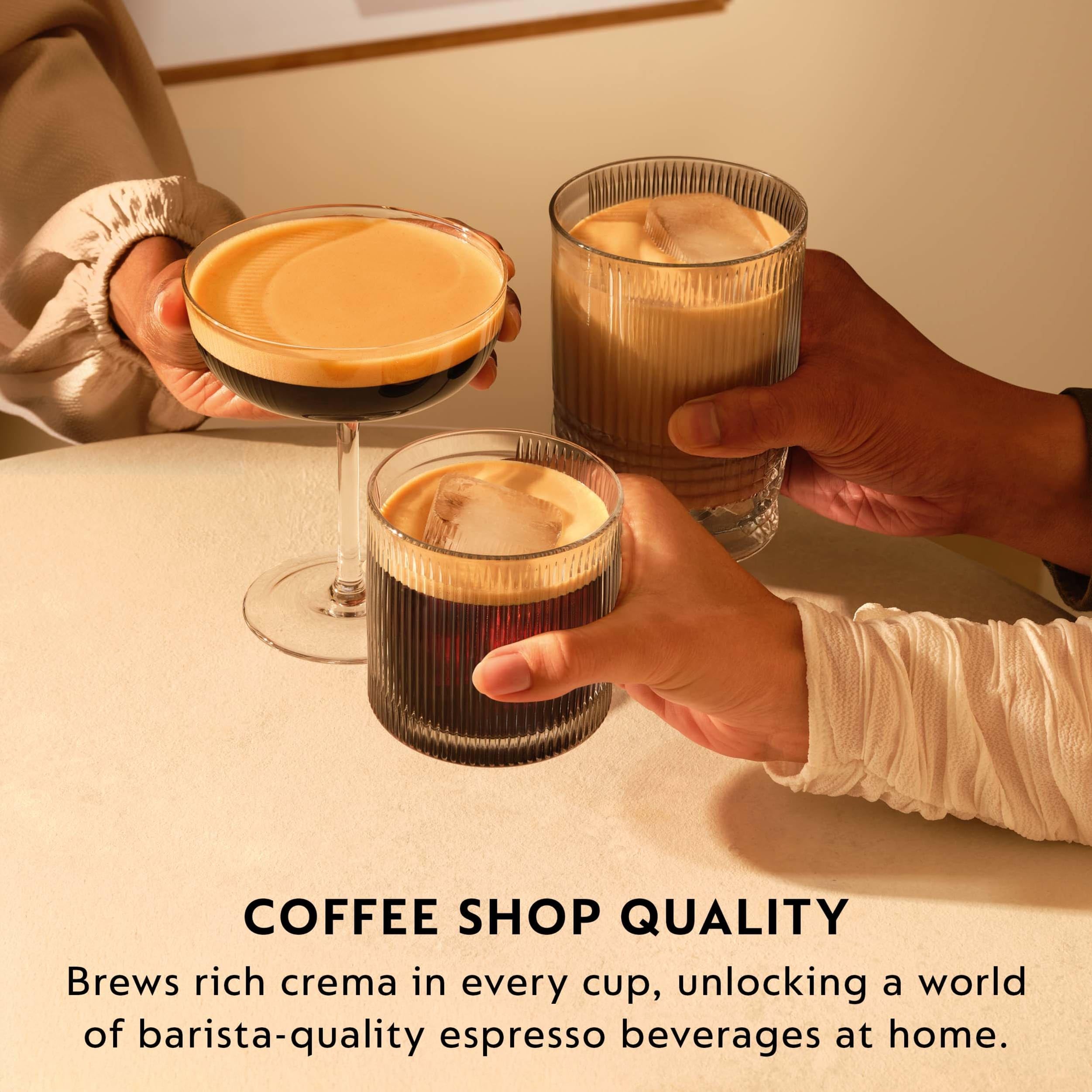 small macchiato topped with foam using Nespresso Ristretto for balanced creaminess