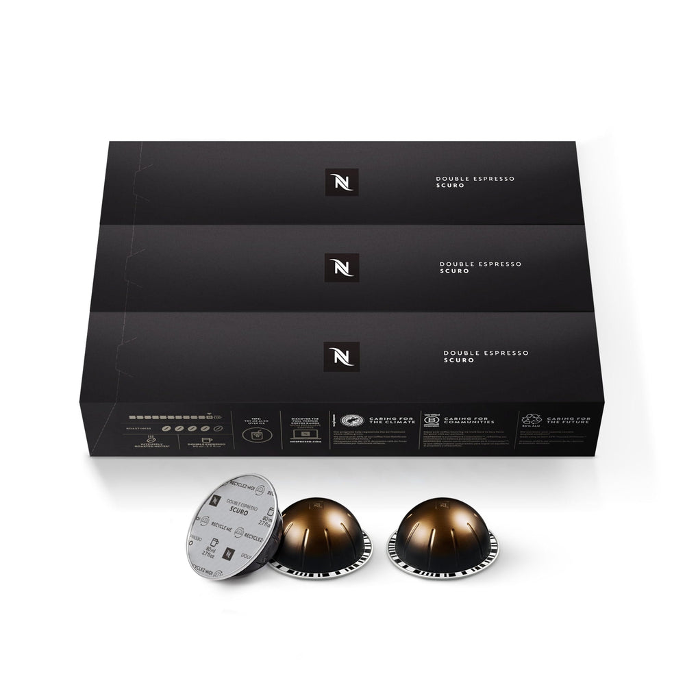 Nespresso Vertuo single capsule close-up highlighting tight seal and freshness
