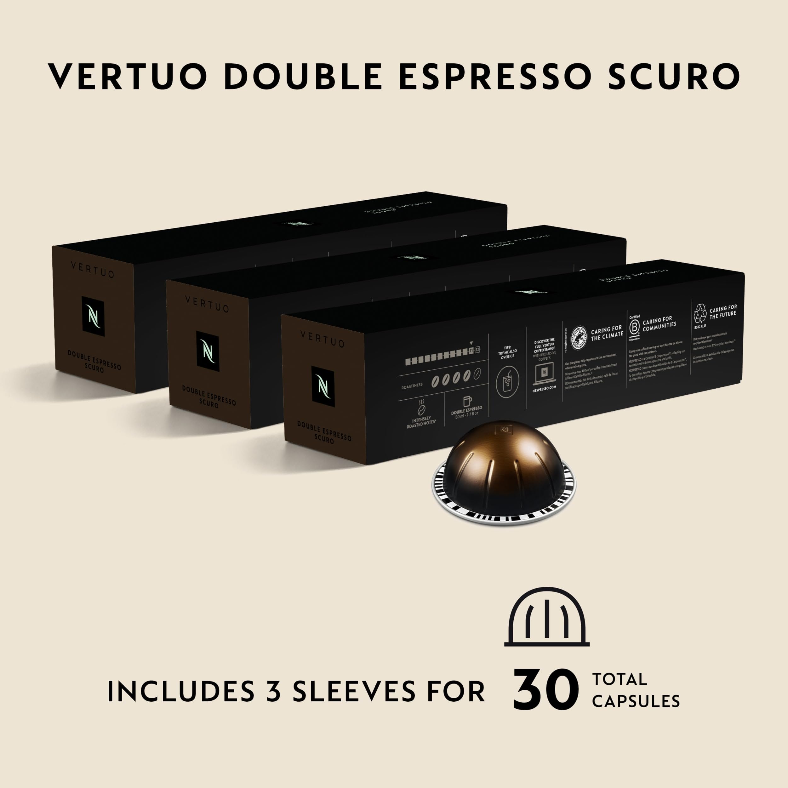 Nespresso Vertuo coffee grounds close-up revealing dark roast texture and depth