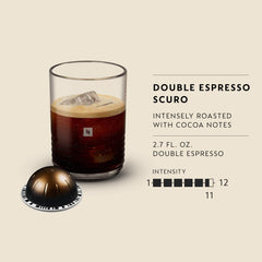 Nespresso Vertuo espresso being poured with thick crema showing rich texture