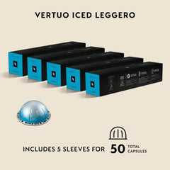 Iced latte made with Nespresso Vertuo Ice Leggero being poured demonstrating creamy balance