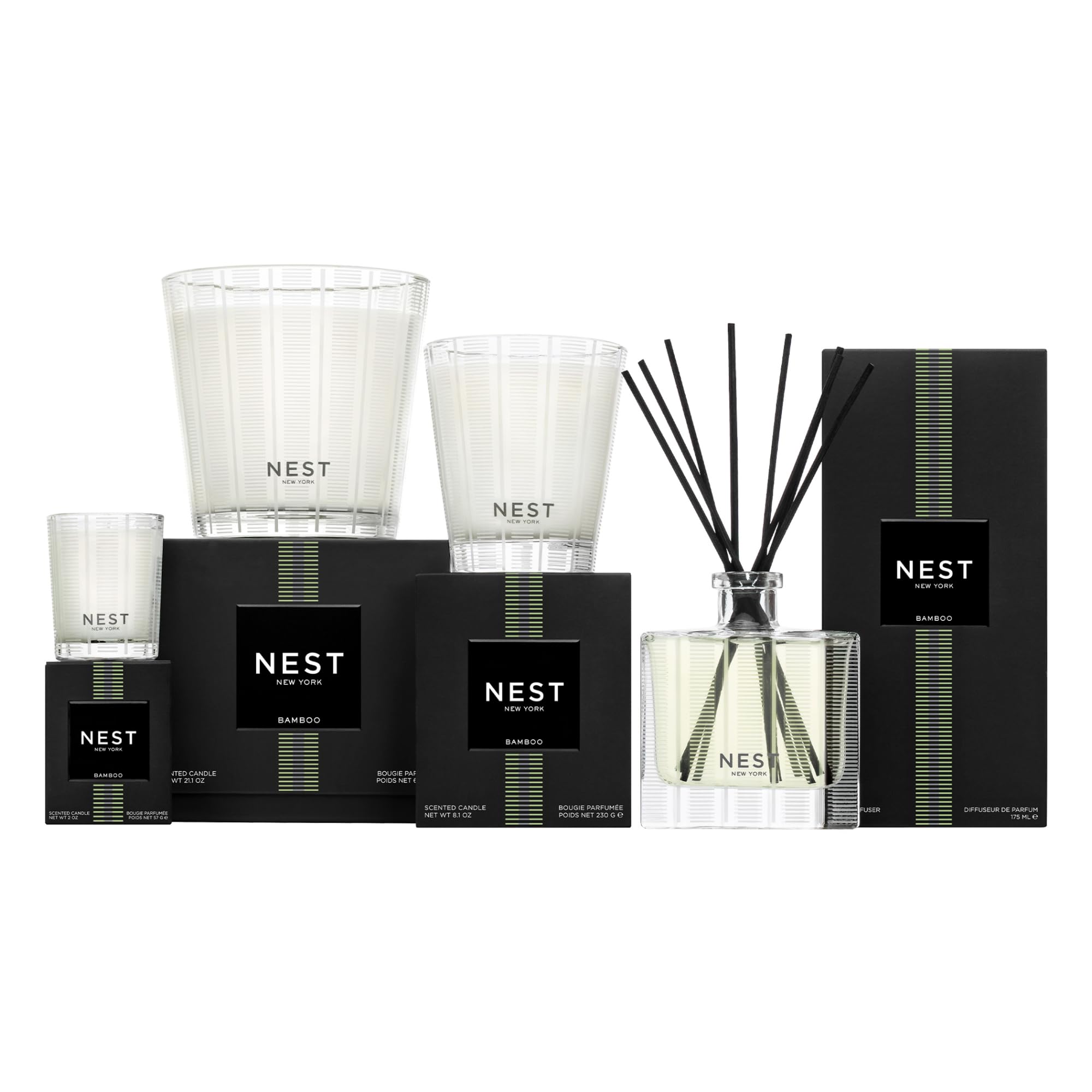 NEST New York diffuser styled on bathroom shelf creating a calming bamboo aroma and elegant presentation