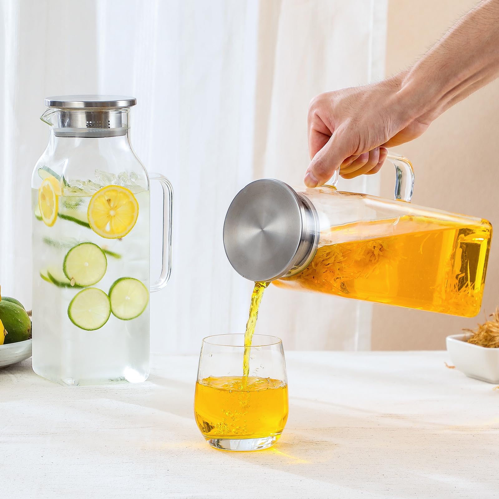 NETANY pitcher on table with glasses showing serving-ready presentation