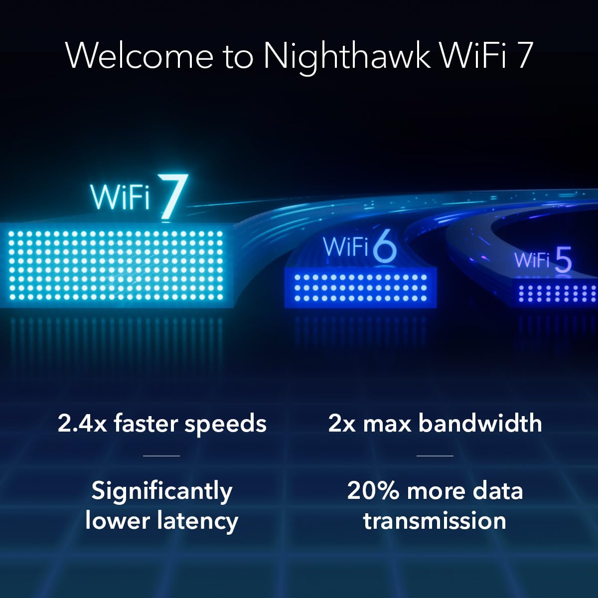 NETGEAR Nighthawk RS90 lifestyle room coverage showing router in living room, delivers wide home WiFi