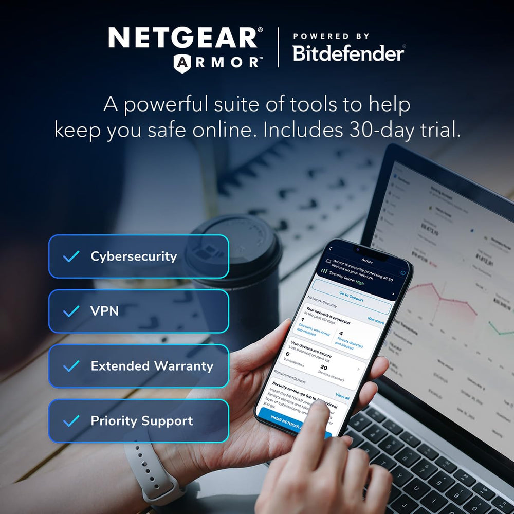 NETGEAR Nighthawk RS90 top design closeup highlighting vents and finish, provides improved heat management