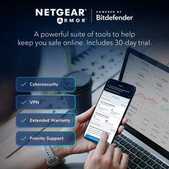 NETGEAR Nighthawk RS90 top design closeup highlighting vents and finish, provides improved heat management