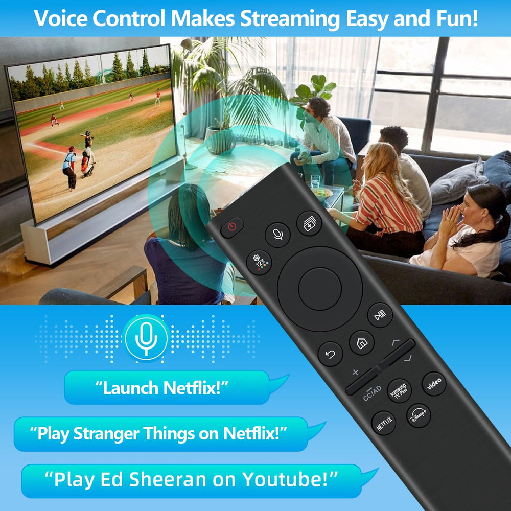 Nettech remote next to TV for scale showing compact replacement fit