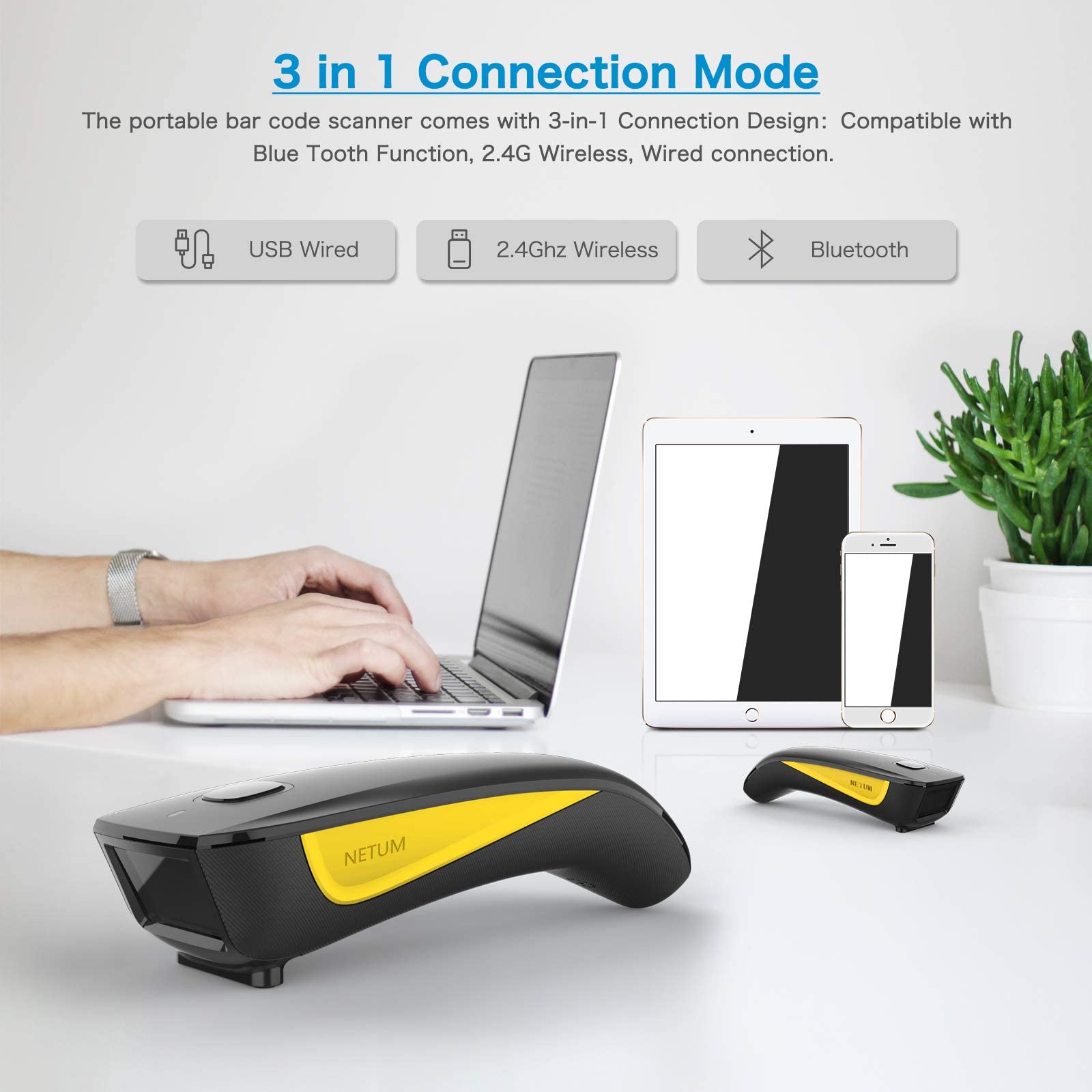NETUM C850 trigger close-up showing ergonomic button for comfortable repeated scanning