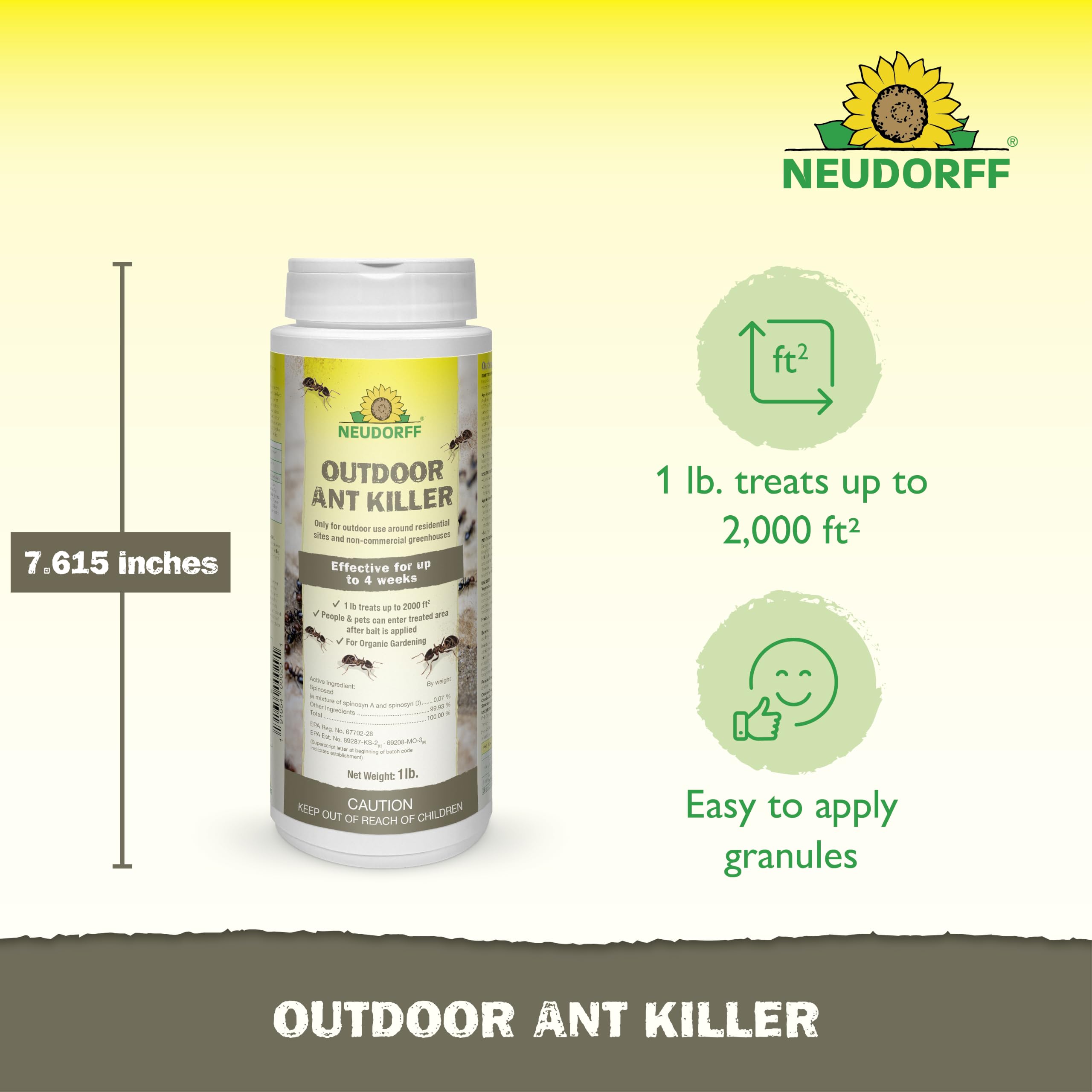 Scattering Neudorff granules along a house perimeter to deter foraging ants quickly