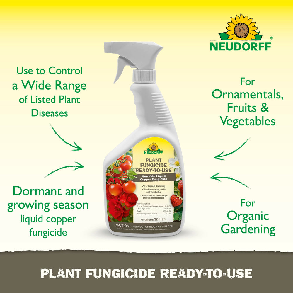 Neudorff spray nozzle and bottle ready for targeted garden application