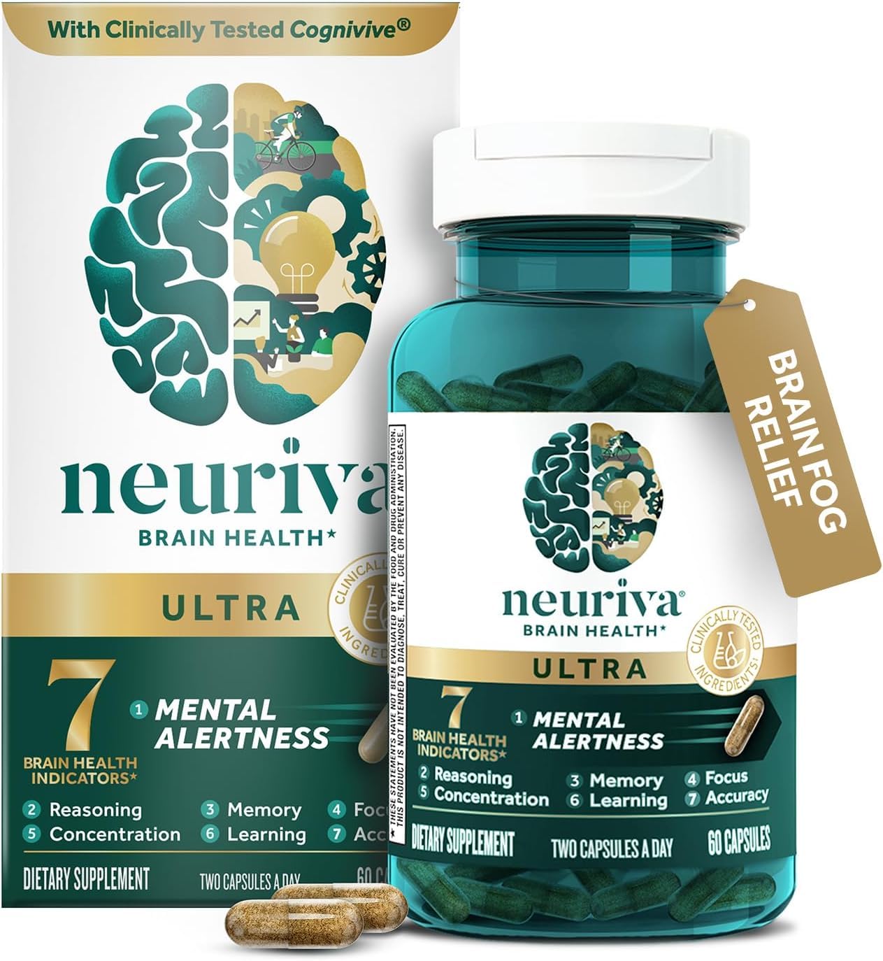 NEURIVA Ultra capsule close-up showing smooth vegetarian shell and ease