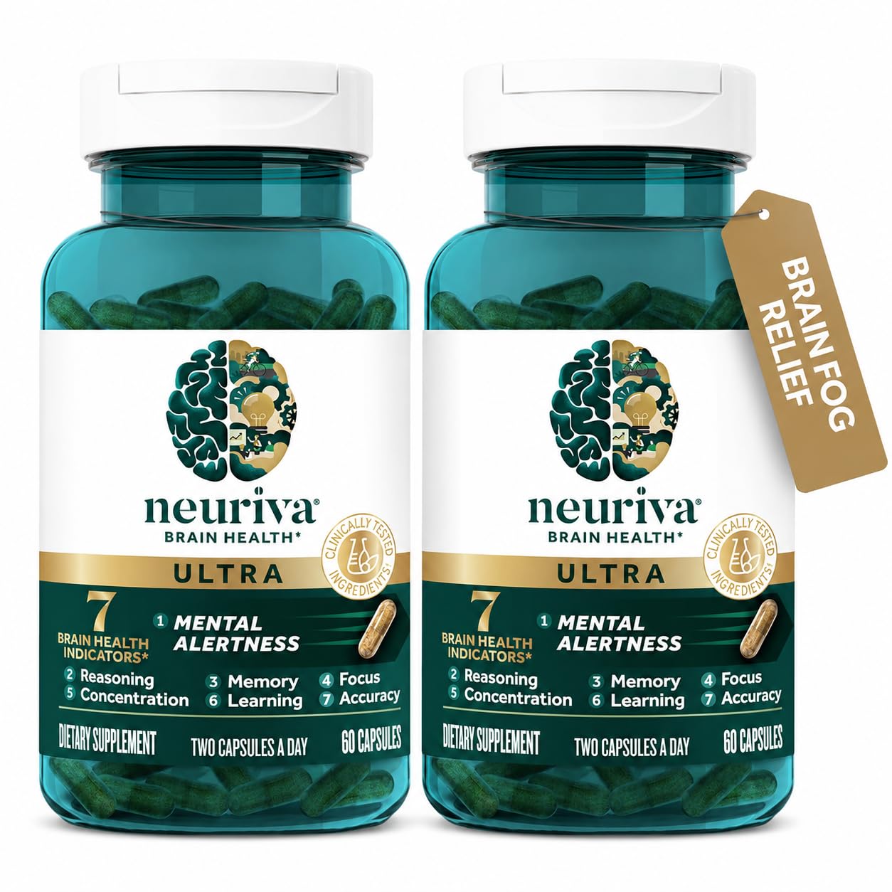 NEURIVA Ultra front packaging showing two-bottle pack and benefits
