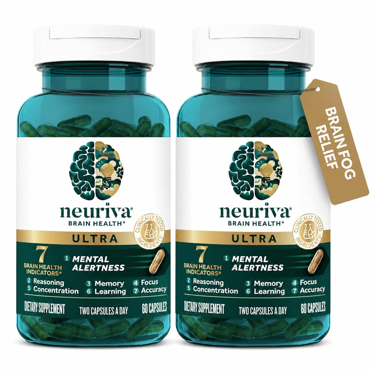 NEURIVA Ultra front packaging showing two-bottle pack and benefits