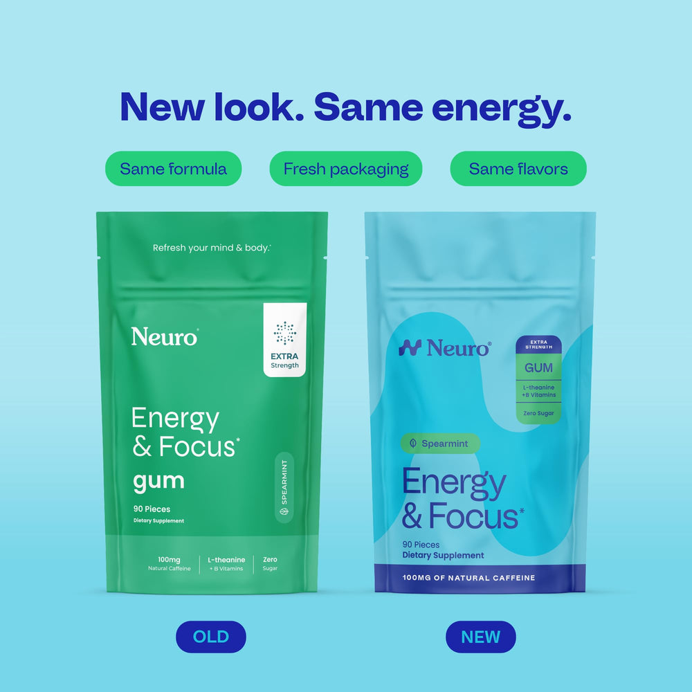 Neuro open tin with 90-count pieces illustrating portability benefit