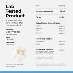Neurogan supplement facts label highlighting 10 mg spermidine per serving