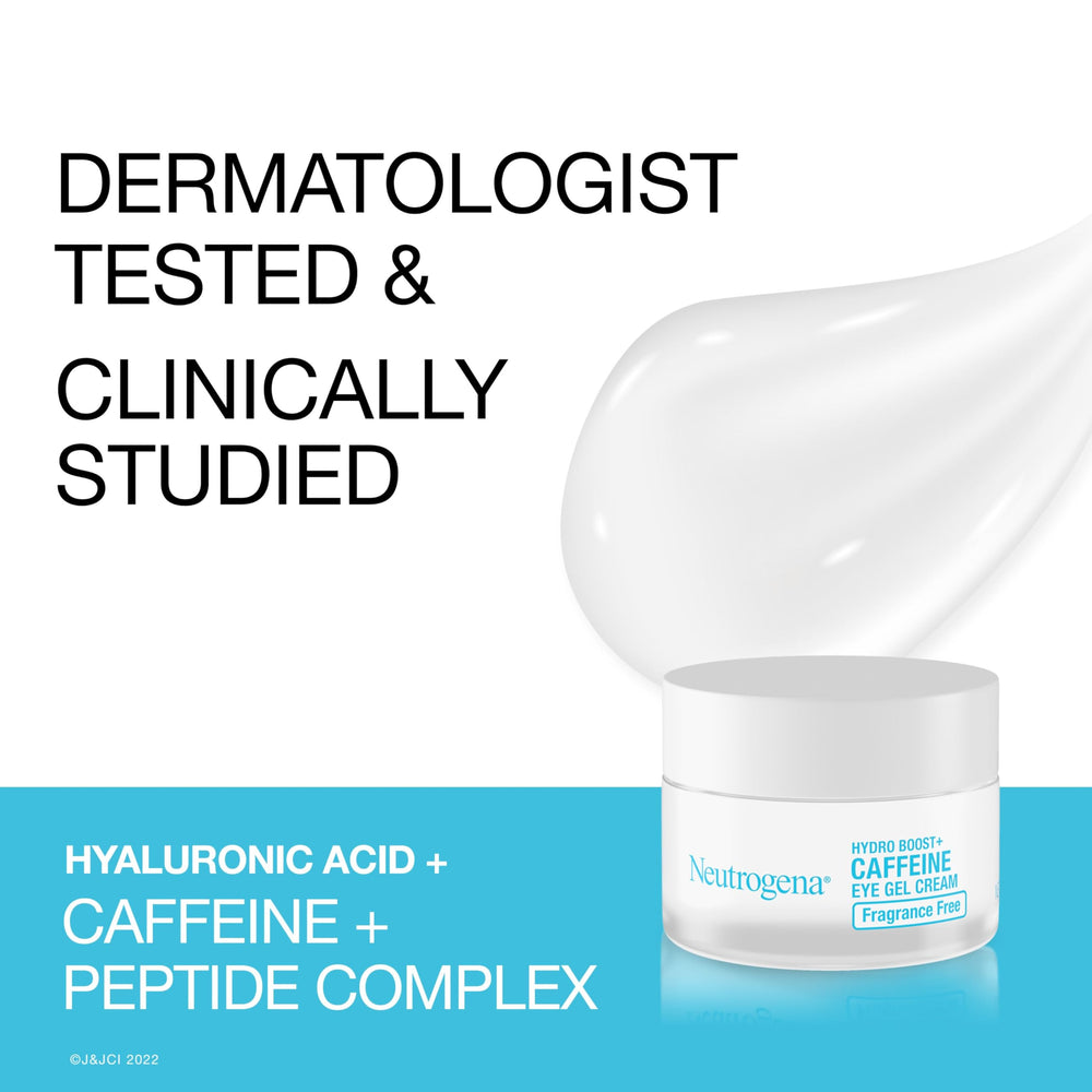 Neutrogena Hydro Boost eye cream on fingertip demonstrating easy application for under-eye smoothing